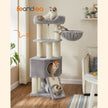 Cat Condo – PCT02W – Light Grey – Large Tower with Fluffy Plush Perch and Cuddle Cave