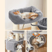 Cat Condo – PCT02W – Light Grey – Large Tower with Fluffy Plush Perch and Cuddle Cave