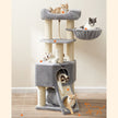 Cat Condo – PCT02W – Light Grey – Large Tower with Fluffy Plush Perch and Cuddle Cave