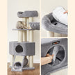 Cat Condo – PCT02W – Light Grey – Large Tower with Fluffy Plush Perch and Cuddle Cave