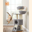 Cat Condo – PCT02W – Light Grey – Large Tower with Fluffy Plush Perch and Cuddle Cave