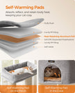 Heavy-Duty Cat Tower – Engineered Wood – Gray – 9 Scratching Posts, Self-Warming Pads, Dual Self-Groomers, Large Perch and Cave