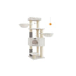 Cat Tree – Heavy-Duty Wood – Cream White and Beige – Large Perch with Self-Warming Pads and Multiple Scratching Posts