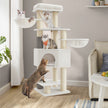 Cat Condo – Heavy-Duty Fabric – Dove Grey and Beige – Features Self-Warming Pads and 9 Scratching Posts