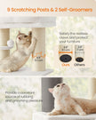 Cat Tree – Heavy-Duty Wood – Cream White and Beige – Large Perch with Self-Warming Pads and Multiple Scratching Posts
