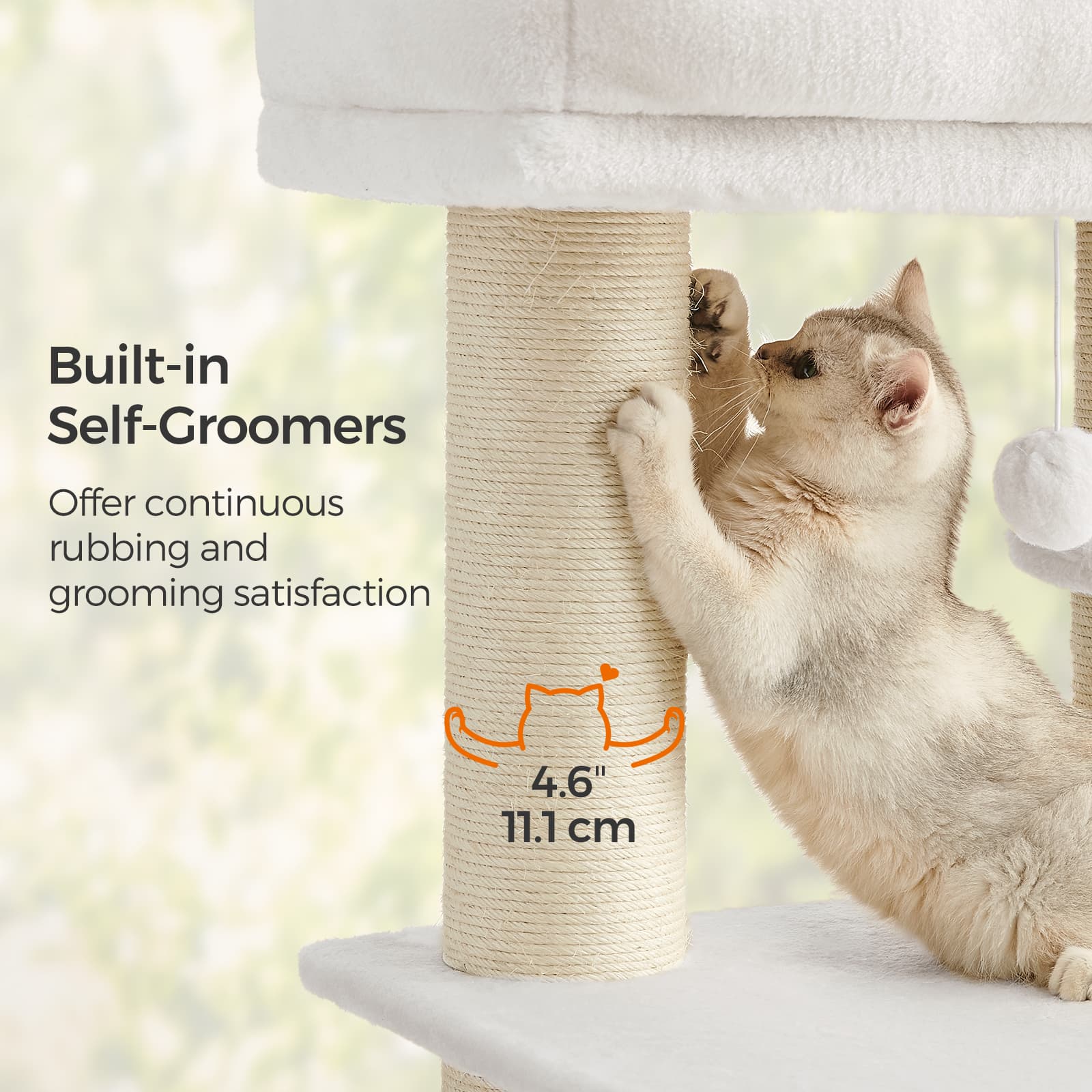 Cat Condo – Heavy-Duty Fabric – Dove Grey and Beige – Features Self-Warming Pads and 9 Scratching Posts