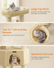 Cat Tree – Heavy-Duty Material – Sand Beige and Beige – Large Perch and Self-Warming Pads