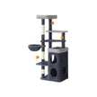 Multi-Level Cat Tree – Engineered Wood – Dove Grey – Includes Caves, Basket, Scratching Posts, and Perches