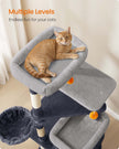 Multi-Level Cat Tree – Engineered Wood – Dove Grey – Includes Caves, Basket, Scratching Posts, and Perches