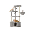 Cat Tree Tower – Engineered Wood – Dove Grey – Large Cave, Perches, and Scratching Posts