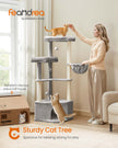 Cat Tree Tower – Engineered Wood – Dove Grey – Large Cave, Perches, and Scratching Posts
