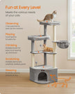 Cat Tree Tower – Engineered Wood – Dove Grey – Large Cave, Perches, and Scratching Posts