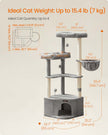 Cat Tree Tower – Engineered Wood – Dove Grey – Large Cave, Perches, and Scratching Posts