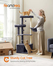 Cat Tree Tower – Engineered Wood – Dove Grey – Large Cave, Perches, and Scratching Posts