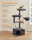 Cat Tree Tower – Engineered Wood – Dove Grey – Large Cave, Perches, and Scratching Posts