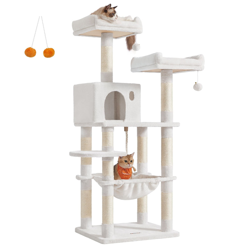 Cat Tower – Engineered Wood – Light Grey – Stable Design with Cat Cave