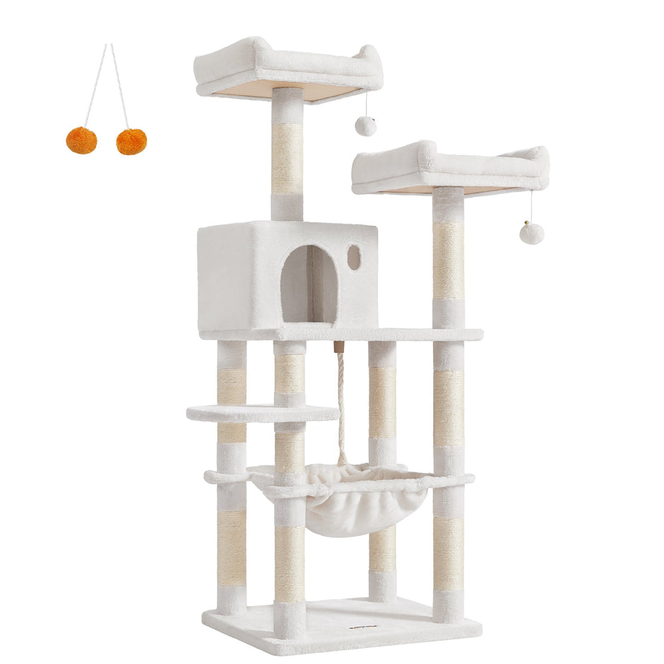 Cat Tower – Engineered Wood – Light Grey – Stable Design with Cat Cave