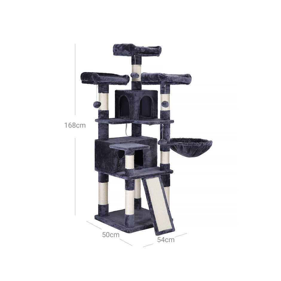 Cat Tree – Plywood and MDF – Smoky Gray – XXL 168 cm Cat Condo