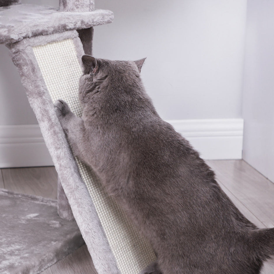 Cat Tree – Wood and Fabric – Light Grey – XXL Design 168 cm