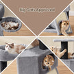 Large Cat Tree – Plush Fabric – Light Grey – With Scratching Post and Cuddle Cave