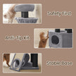 Large Cat Tree – Plush Fabric – Light Grey – With Scratching Post and Cuddle Cave