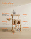 Cat Tree – Engineered Wood – Camel Brown – Spacious Widened Perch for Large Cats