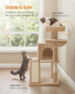 Cat Tree – Engineered Wood – Camel Brown – Spacious Widened Perch for Large Cats