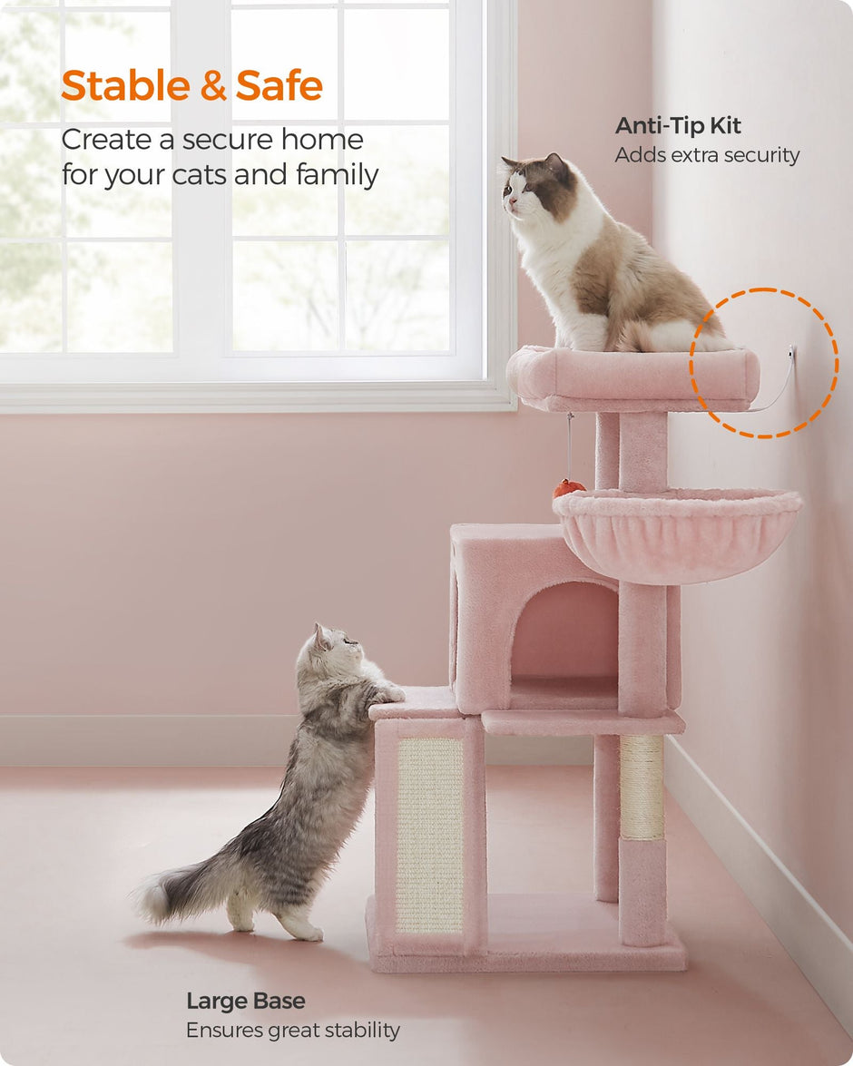 Cat Tree – Engineered Wood – Jelly Pink – Widened Perch for Large Cats