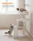 Cat Tree – Engineered Wood and Faux Fleece – Cream White – Widened Perch for Large Cats
