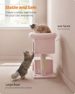 Cat Tree – Engineered Wood – Jelly Pink – Includes Scratching Posts and Cat Caves