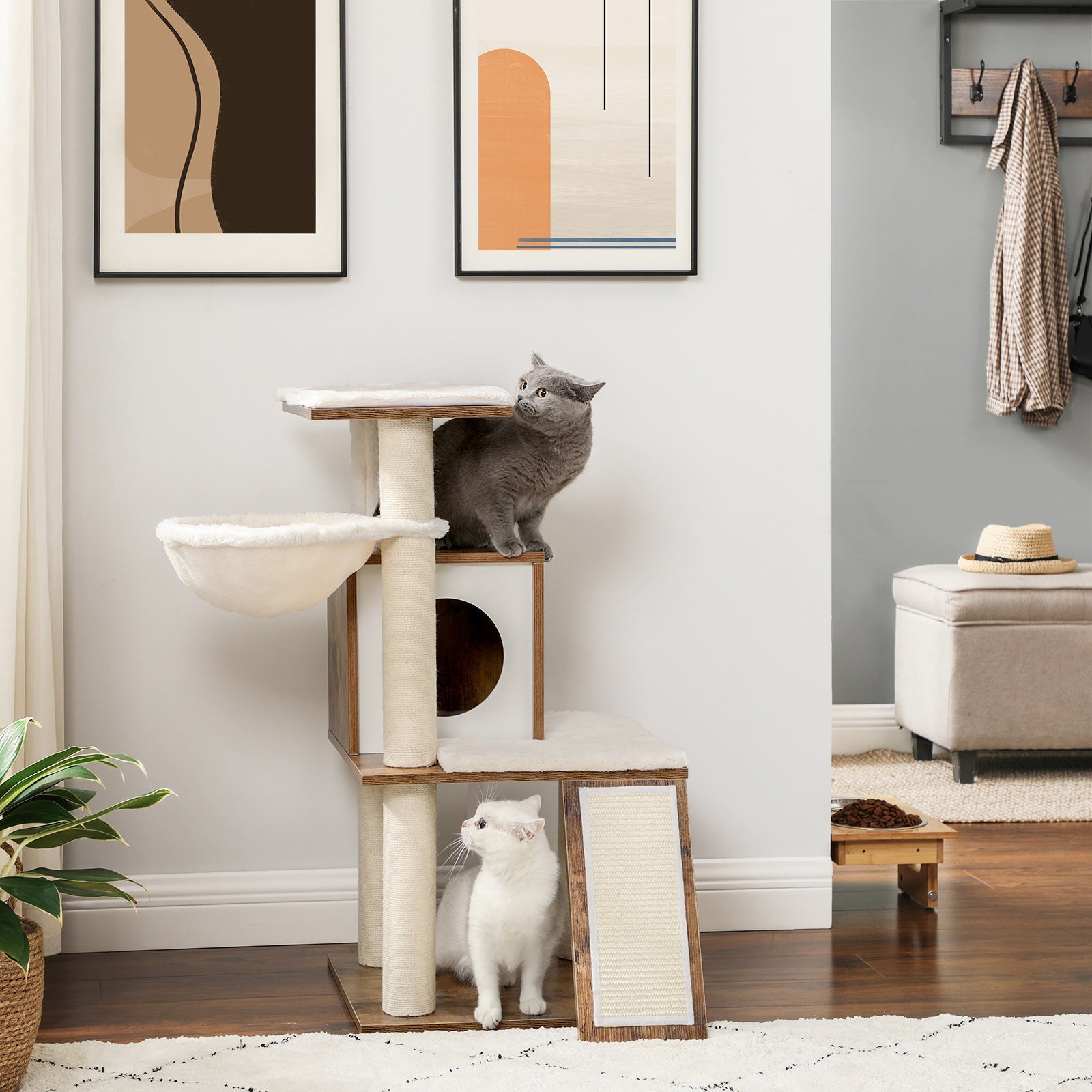 Cat Tree – Plywood – Walnut Color – 96 cm Tall