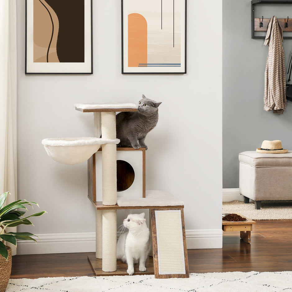 Cat Tree – Plywood – Walnut Color – 96 cm Tall