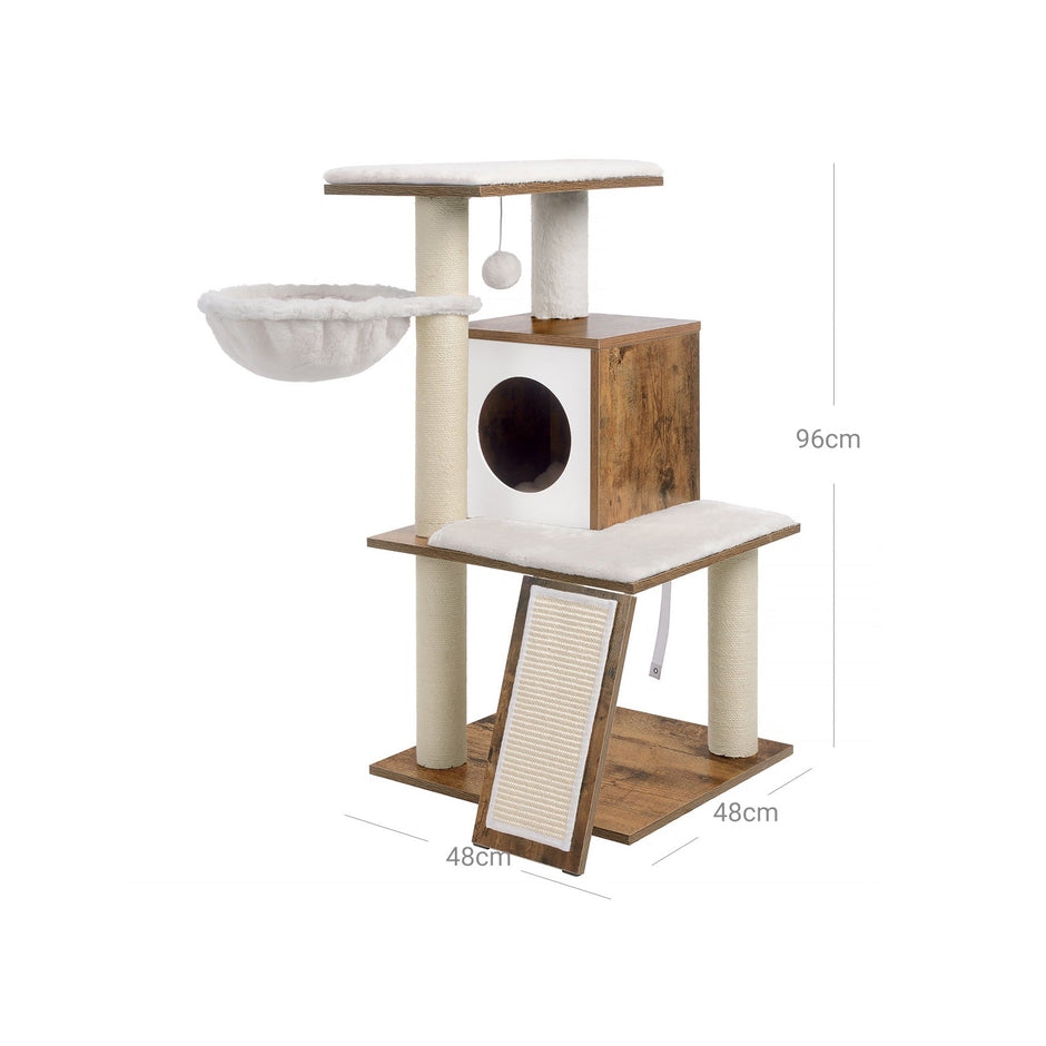 Cat Tree – Plywood – Walnut Color – 96 cm Tall