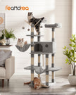 Cat Tree – Engineered Wood and Plush Fabric – Light Gray – XXL Design, 164 cm Height