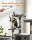 Cat Tree – Engineered Wood and Plush Fabric – Light Gray – XXL Design, 164 cm Height