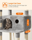 Cat Tree – Engineered Wood and Plush Fabric – Light Gray – XXL Design, 164 cm Height