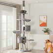 Floor-to-Ceiling Cat Tree – Plywood – Light Grey – Adjustable Height 2.4-2.6 m