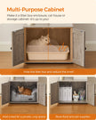 Cat Tree – Wood – Greige – 2-in-1 Design with Litter Box Enclosure and Scratching Posts