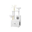 Cat Tree – Engineered Wood – Cloud White – 2-in-1 Design with Litter Box Enclosure and Scratching Posts