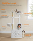 Cat Tree – Engineered Wood – Cloud White – 2-in-1 with Litter Box and Scratching Posts