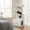 2-in-1 Cat Condo – Engineered Wood – Cloud White – Litter Box Enclosure and Scratching Posts