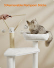 Cat Tree – Engineered Wood – Cloud White – 2-in-1 with Litter Box and Scratching Posts