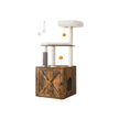 Cat Tree – Engineered Wood – Rustic Brown – 2-in-1 Design with Litter Box Enclosure and Self Groomer
