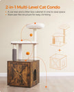 Cat Tree – Engineered Wood – Rustic Brown – 2-in-1 Design with Litter Box Enclosure and Self Groomer