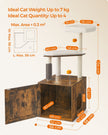 Cat Tree – Engineered Wood – Rustic Brown – 2-in-1 Design with Litter Box Enclosure and Self Groomer