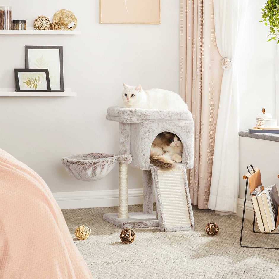 Small Cat Tree – PCT Material – Light Brown – 66 cm with Hammock
