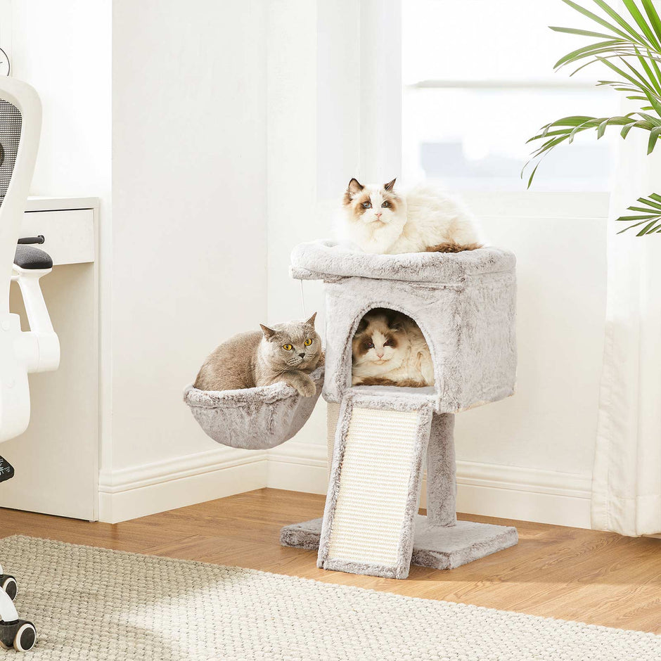 Small Cat Tree – PCT Material – Light Brown – 66 cm with Hammock