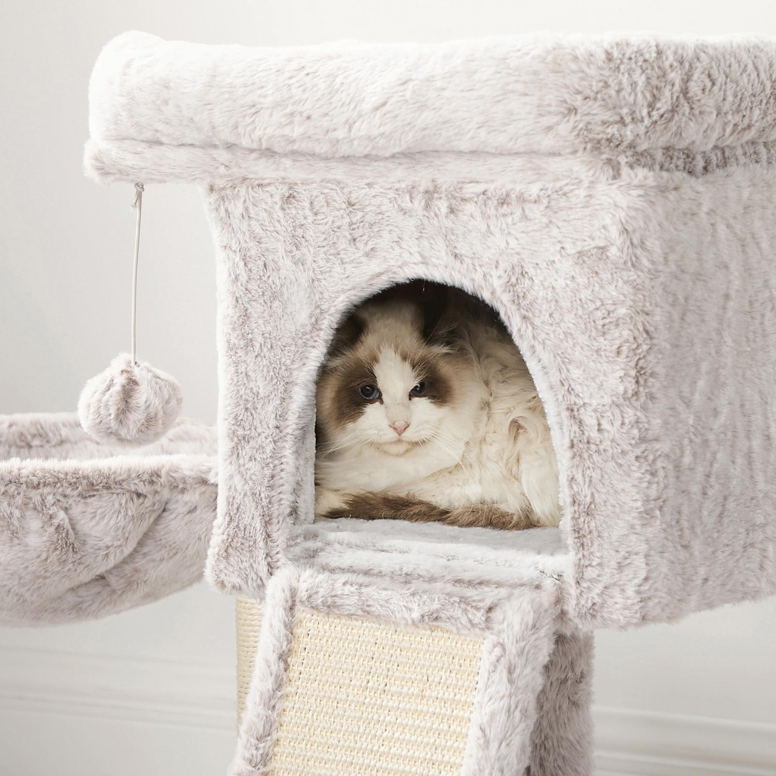 Small Cat Tree – PCT Material – Light Brown – 66 cm with Hammock