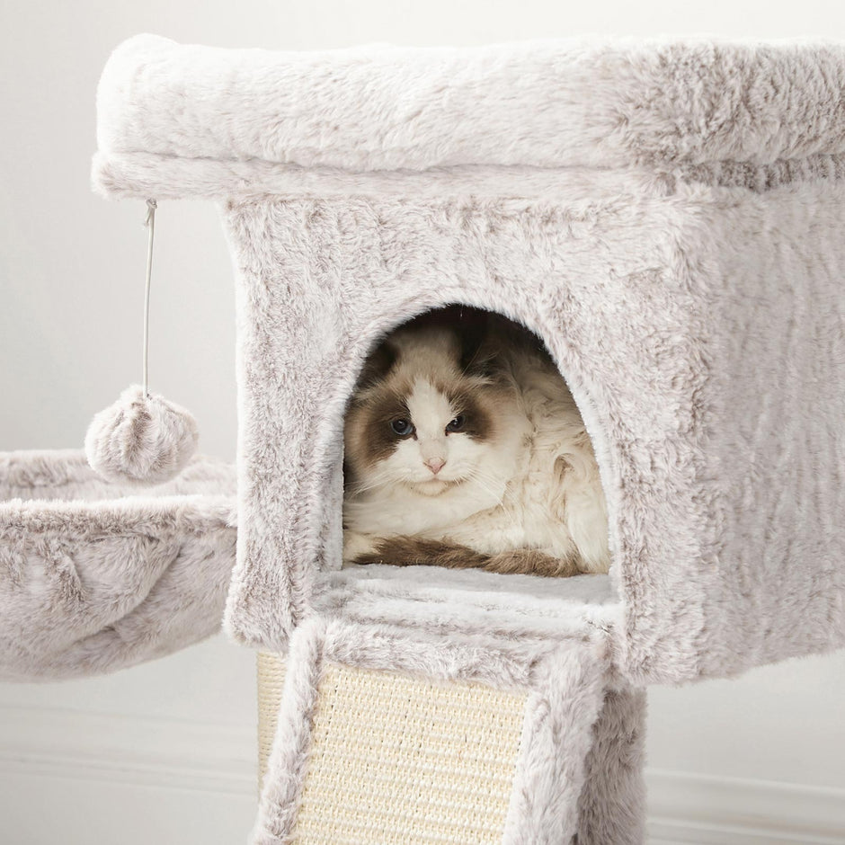 Small Cat Tree – PCT Material – Light Brown – 66 cm with Hammock