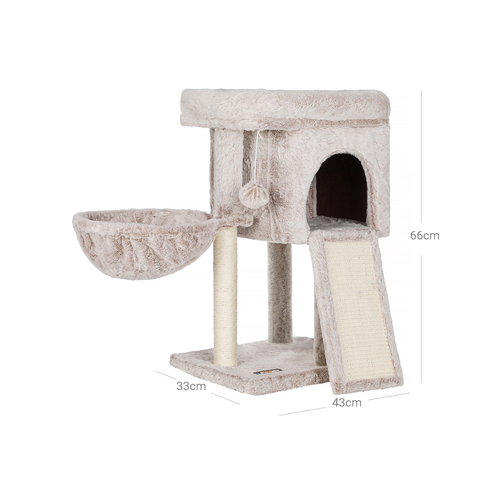 Small Cat Tree – PCT Material – Light Brown – 66 cm with Hammock